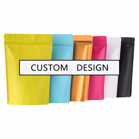 Atacado Folha de Alumínio Reutilizável Reutilizável Anti-Deterioração Biscoitos Chocolate Snack Food Stand Up Embalagem Bolsa