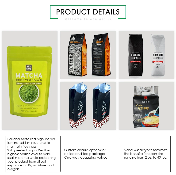 Custom Compostable Recyclable Zipper Lock Biodegradable Kraft Paper Flat Bottom Coffee Tea Food Plastic Packaging Bag