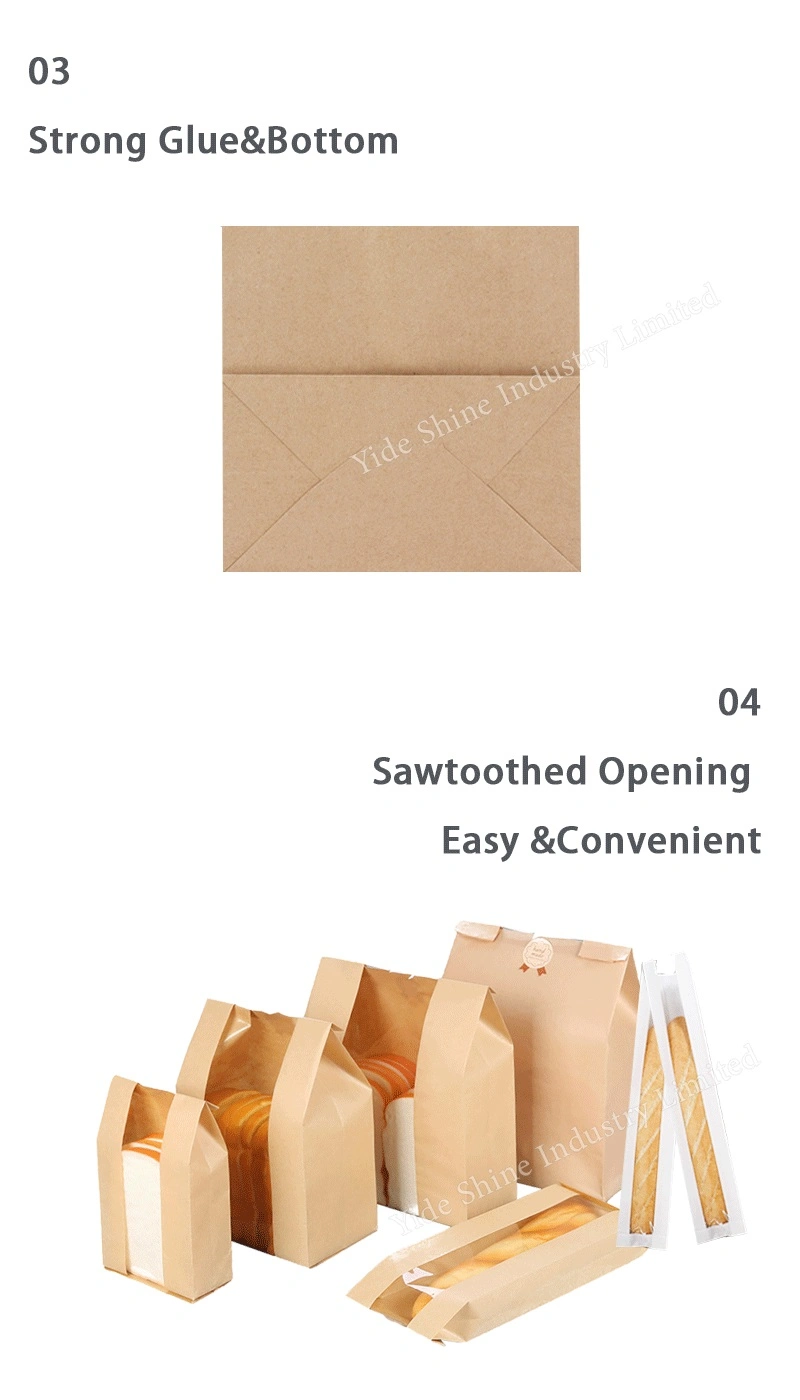 Recycled Biodegradable Retail Grocery Brown Kraft Paper Bakery Bags for Bread Food Packing