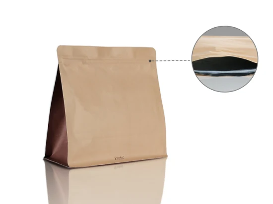 Bolsas de fundo plano de 500 gramas para embalagem de nozes papel kraft marrom com janela transparente