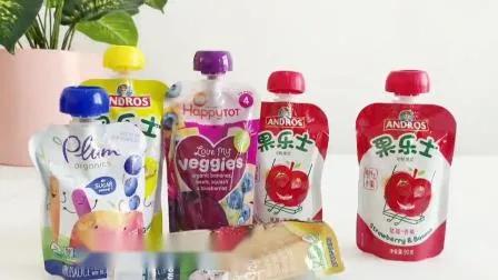 Bolsas stand-up laminadas personalizadas bolsa para comida de bebê com zíper reutilizável bolsa para bebida