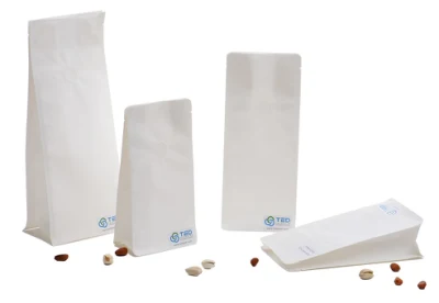 Suprimentos de embalagem Sacos de papel de fundo plano branco e bolsa com janela