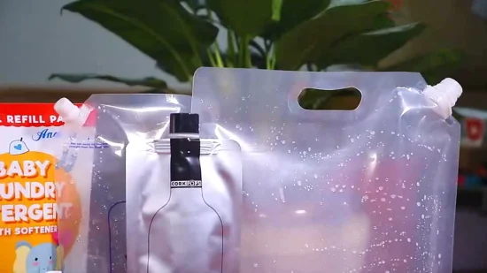 Impresso personalizado reutilizável transparente Doypack líquido bebida stand up comida para bebê suco cerveja detergente para a roupa embalagem de plástico saco de embalagem bico bolsa