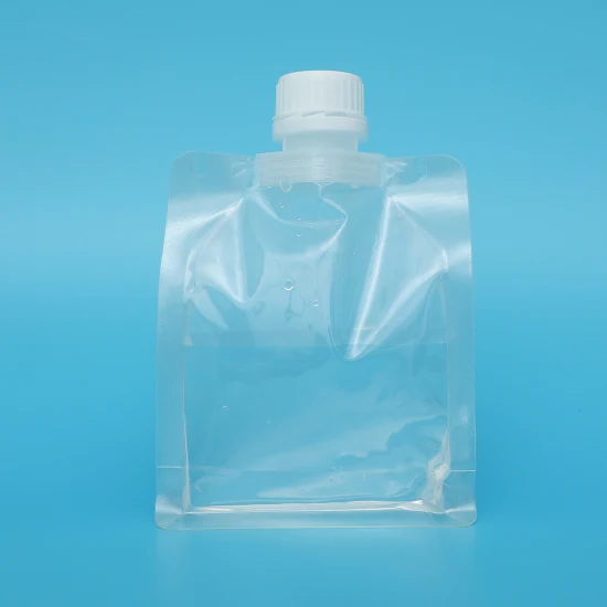 Atacado tamanho personalizado fosco plástico para embalagem de líquidos saco transparente stand up bolsa transparente com bico