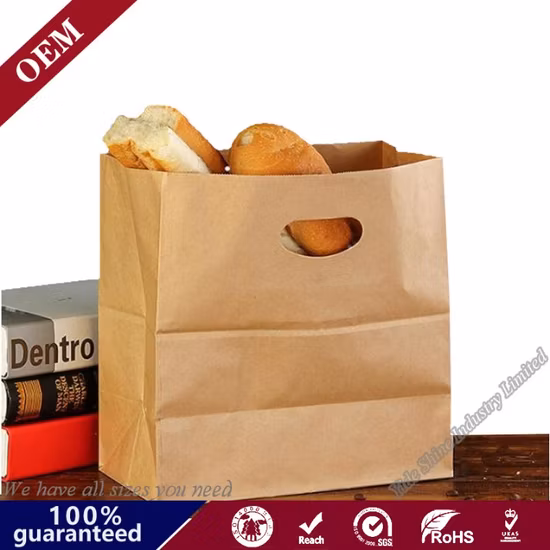 Saco de pão de padaria de material de qualidade alimentar reciclável Retire o saco de alimentos Saco de compras de supermercado com corte e vinco/plano/alça de torção